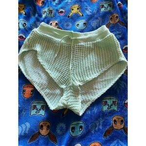 Nasty Gal Women's Crochet Drawstring Shorts Green Size S Casual